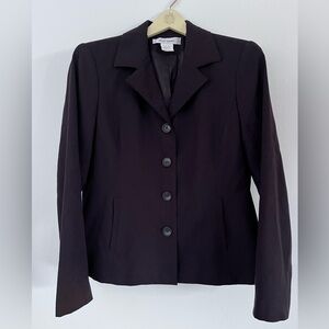 Harve Benard Blazer Women's Vintage Wool Blazer Br6own Size 8 Pockets Cropped